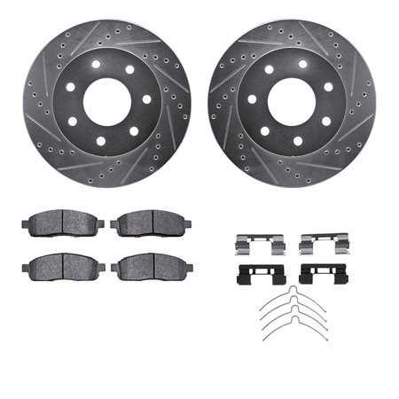 DYNAMIC FRICTION CO 7312-54158, Rotors-Drilled, Slotted-SLV w/3000 Series Ceramic Brake Pads incl. Hardware, Zinc Coat 7312-54158